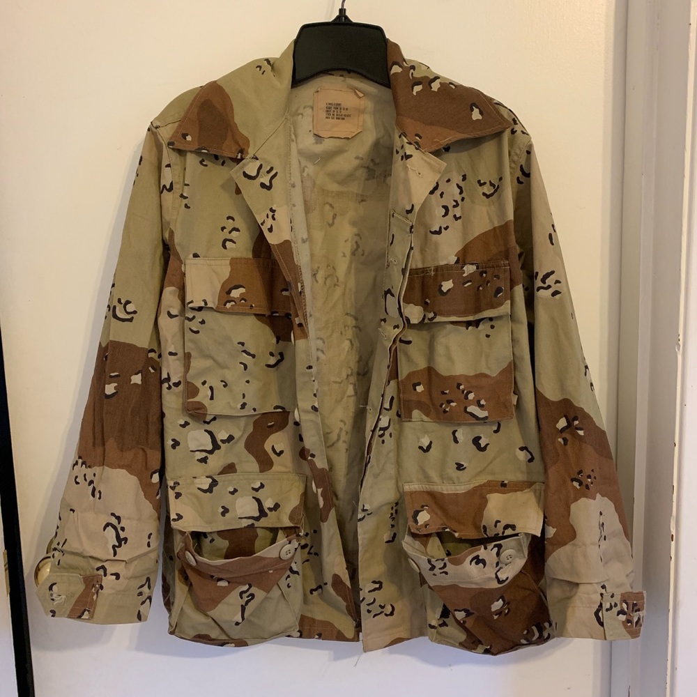 Vintage thrifted camo army jacket with pockets